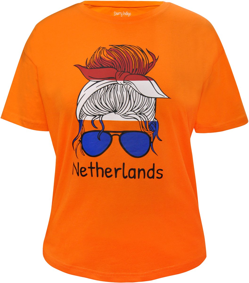 Dames T-shirt Nederland | koningsdag kleding| Holland | EK-WK-Olympische Spelen | Oranje | maat L